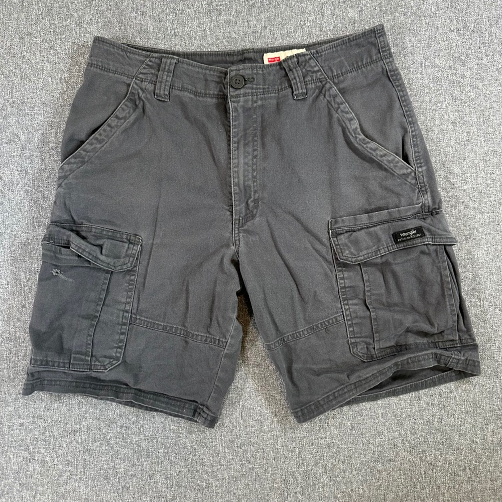 Wrangler Cargo Shorts Mens 32 Relaxed Fit Dark Gray G6ACWAT Stretch Utility
